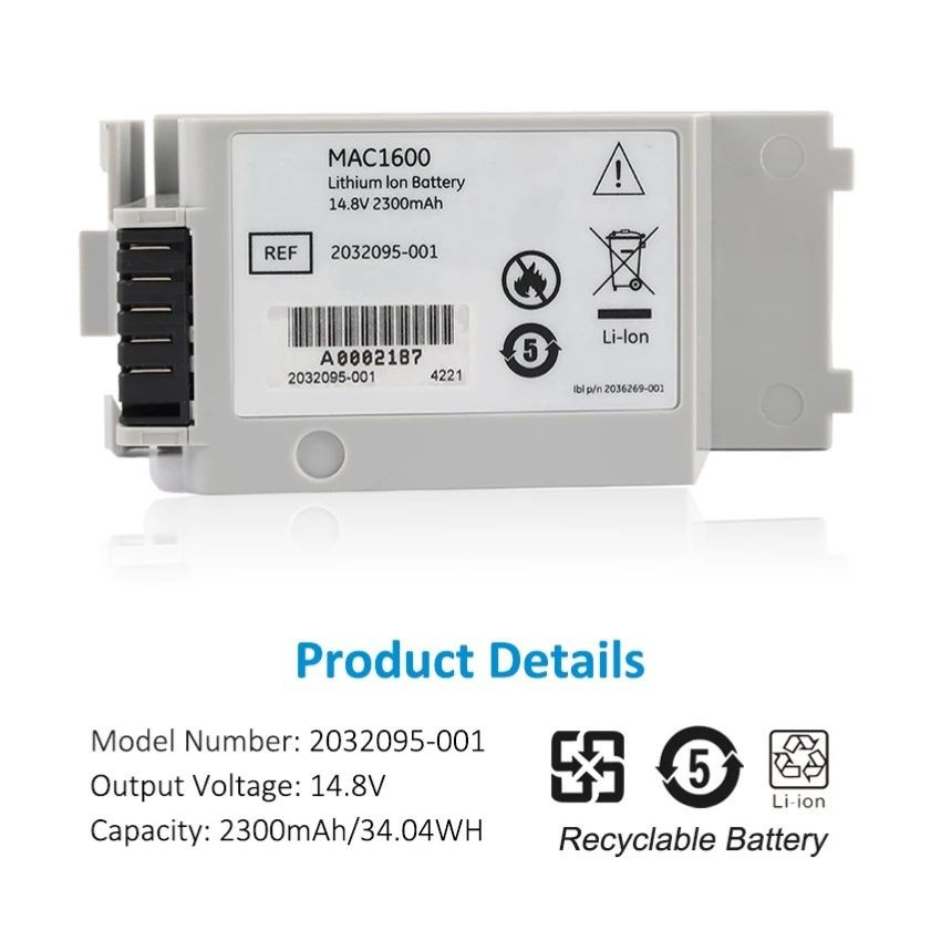 2032095-001 2035701001 MAC1600 MAC 1600 14.8 2300mAh for GE ECG Monitor