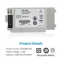 2032095-001 2035701001 MAC1600 MAC 1600 14.8 2300mAh for GE ECG Monitor