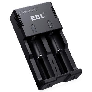 EBL®Smart Rapid Battery Charger for Rechargeable 3.7V Li-ion IMR Batteries 26650 18650 17500 14500 16340(RCR123), Ni-MH/Ni-Cd AA AAA C Batteries
