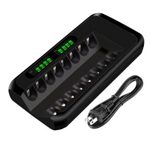 New Style 8 Slot Battery Charger AA AAA Battery Charger for NiMh NiCd Rechargeable Batteries with LCD Screen with AC Plug Cable