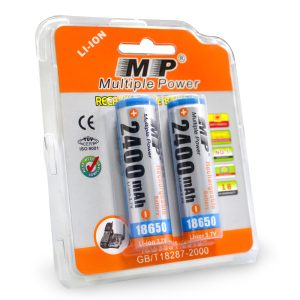 MP®3.7 Volt Rechargeable Battery 2400mAh 18650 Battery High Capacity Batteries for Flashlights, Headlamps