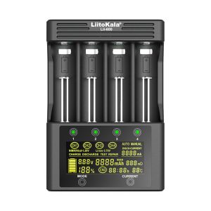 LiitoKala Lii-600 LCD Display 4 Slots Smart Charger Li-ion 3.7V NiMH 1.2V for Rechargeable Batteries 18650 26650 16340 14500 + Car Charger
