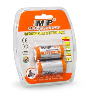 MP® Ni-Cd 1.2V 4000mAh Rechargeable Battery Sub C SC Batteries--2pcs Blister package