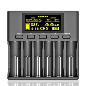 LiitoKala Lii-S6 18650 Lithium Battery Charger 6-Slot Auto-Polarity Detect For 3.7V 26650 21700 32650 1.2V AA Battery