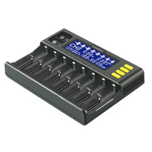 Lii-S8 Battery Charger 8 Bay LCD Display for Li-ion(IMR/ICR) LiFePO4 Ni-MH/Cd AA AAA C 18650 21700 26650 18350 14500 RCR123 9V Batteries