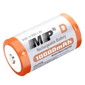 MP® D Rechargeable Batteries 10000mAh 1.2V NiMH Long Lasting D Size Batteries with Storage Boxes