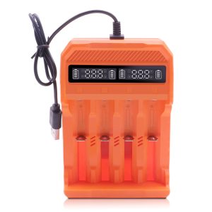 4 Slots Smart Battery Charger with LCD display for Rechargeable 3.7v Li-ion Batteries 20700 18650 14500 16340 18500
