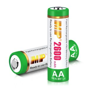 Actual Capacity Green AA2600mAh 1.2V Ni-mh Rechargeable Battery for Flashlight KTV Microphone